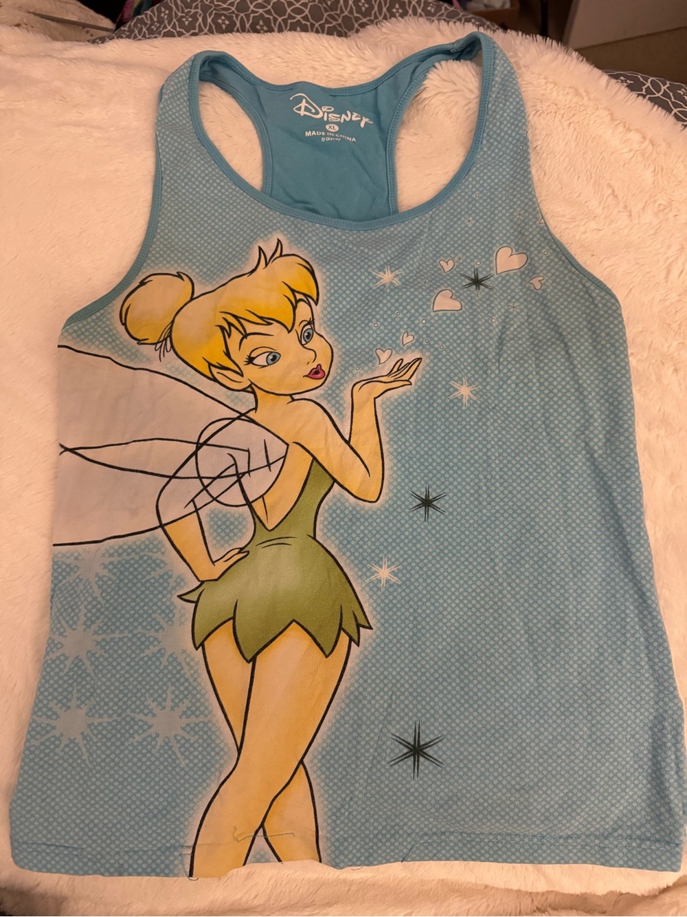 Disney Vintage Y2K print Blue Tinker Bell Graphic Tank Top
